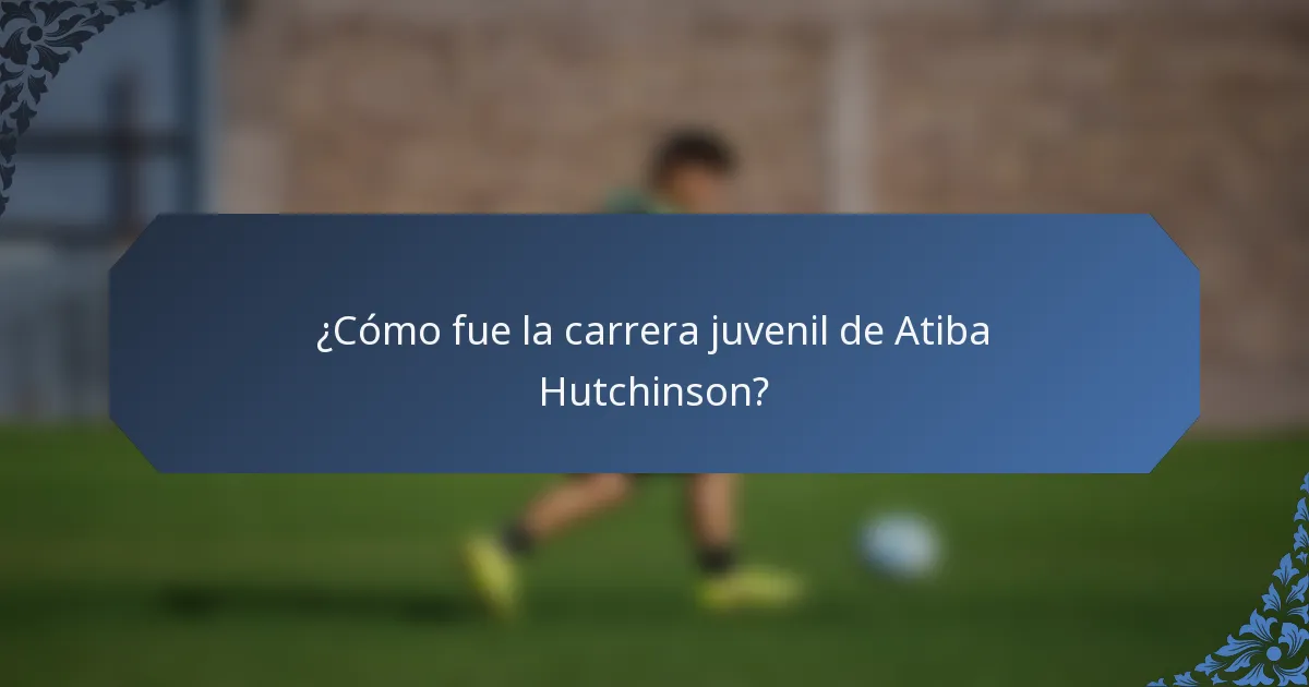 ¿Cómo fue la carrera juvenil de Atiba Hutchinson?