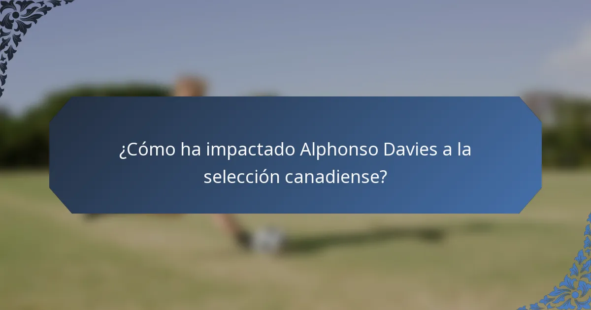 ¿Cómo ha impactado Alphonso Davies a la selección canadiense?