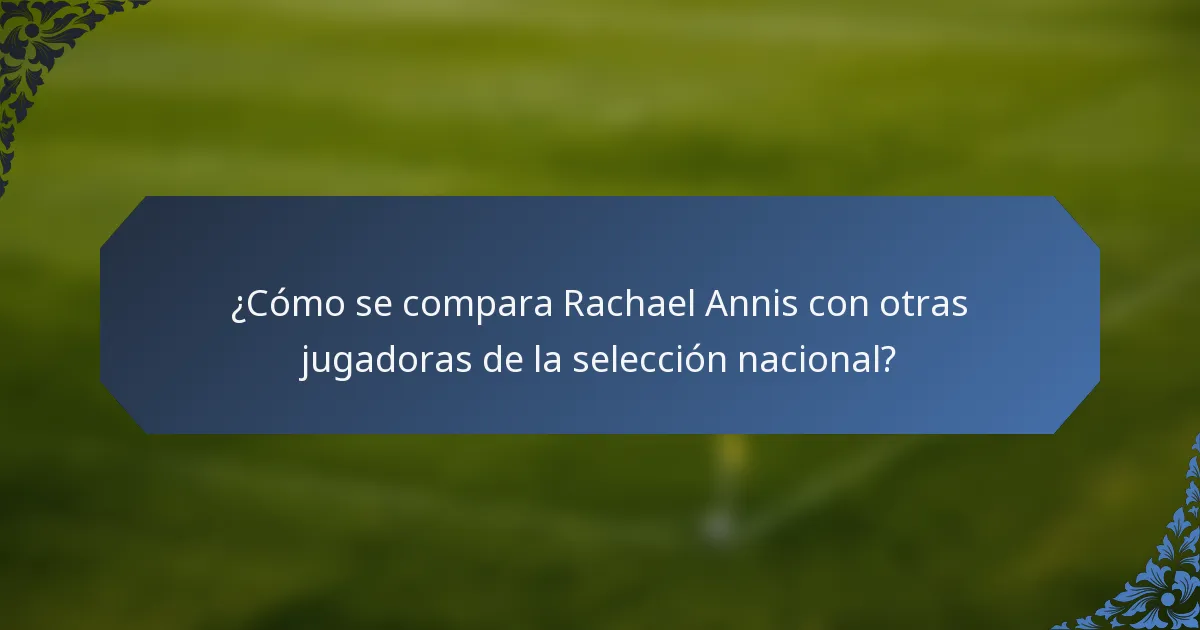 ¿Cómo se compara Rachael Annis con otras jugadoras de la selección nacional?