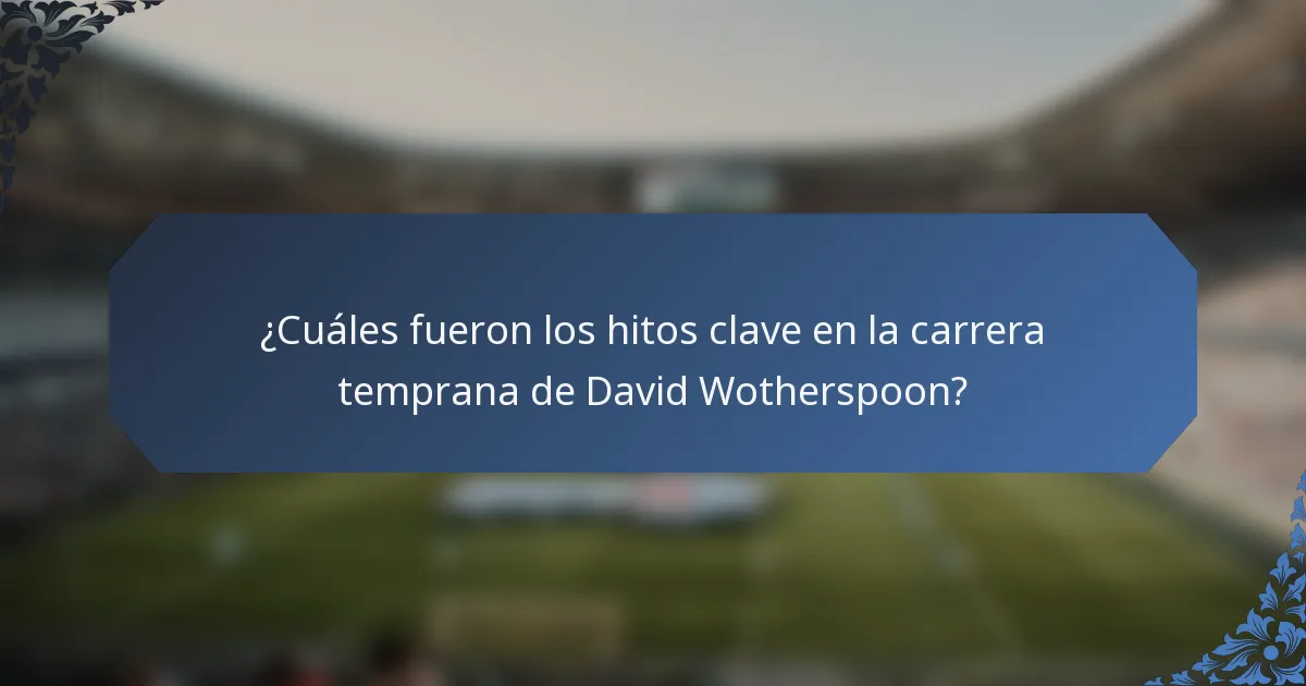 ¿Cuáles fueron los hitos clave en la carrera temprana de David Wotherspoon?
