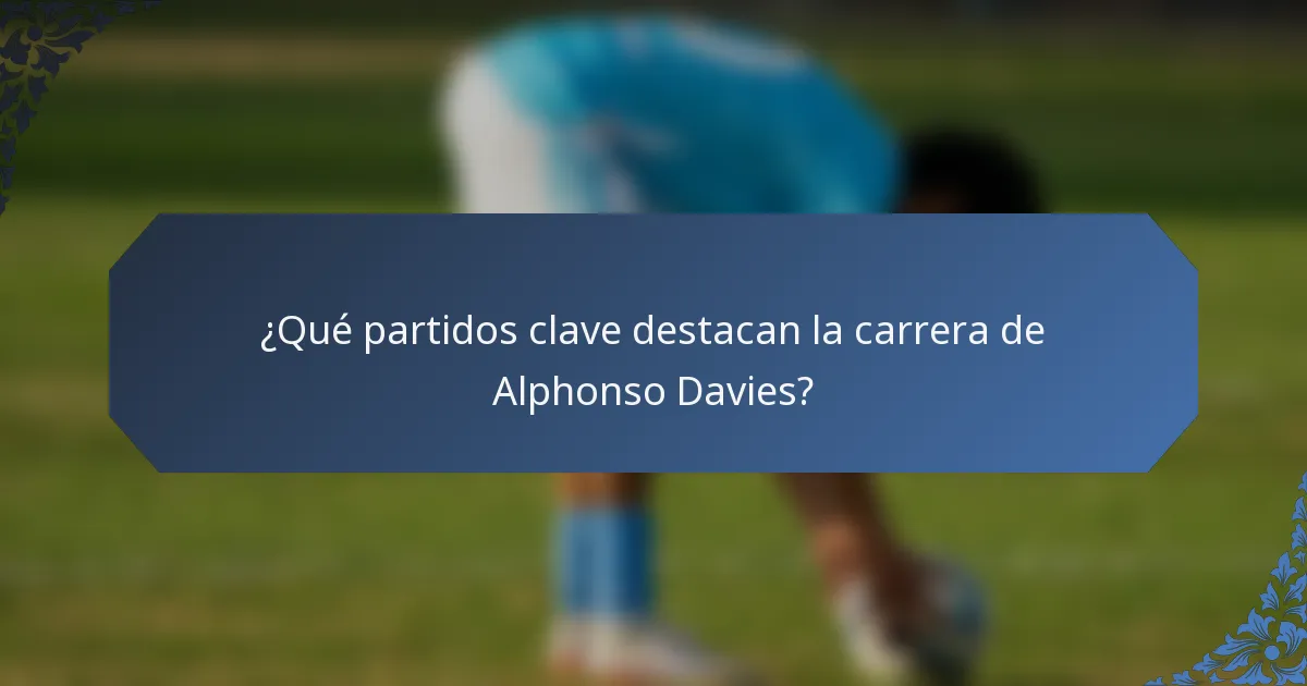 ¿Qué partidos clave destacan la carrera de Alphonso Davies?